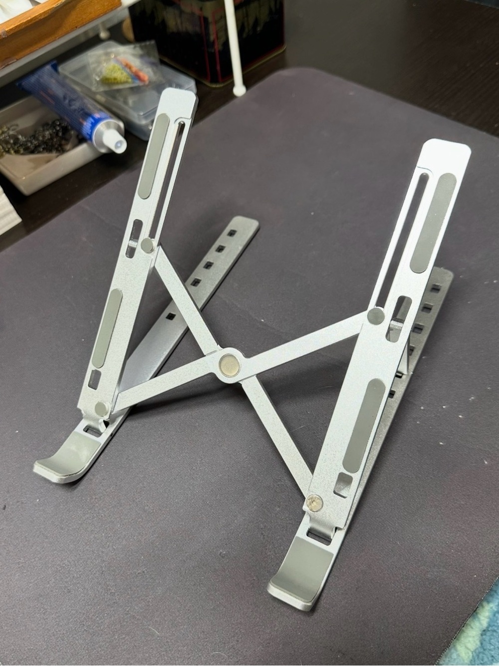 Adjustable Silver Laptop Stand – Portable Foldable Riser - Picture 4 of 9